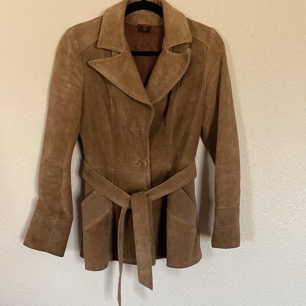 Y2K tie-waist‎ suede jacket